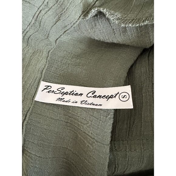 PerSeption Concept Blouse Size S Green Adjustable Long Sleeve - Picture 4 of 8